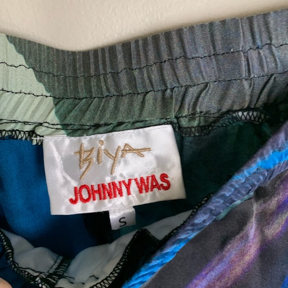 Johnny Was Biya | Silk Abstract Watercolor Drawstring Pant Small - Picture 4 of 7